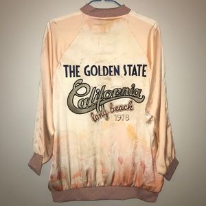pale pink silk california bomber jacket